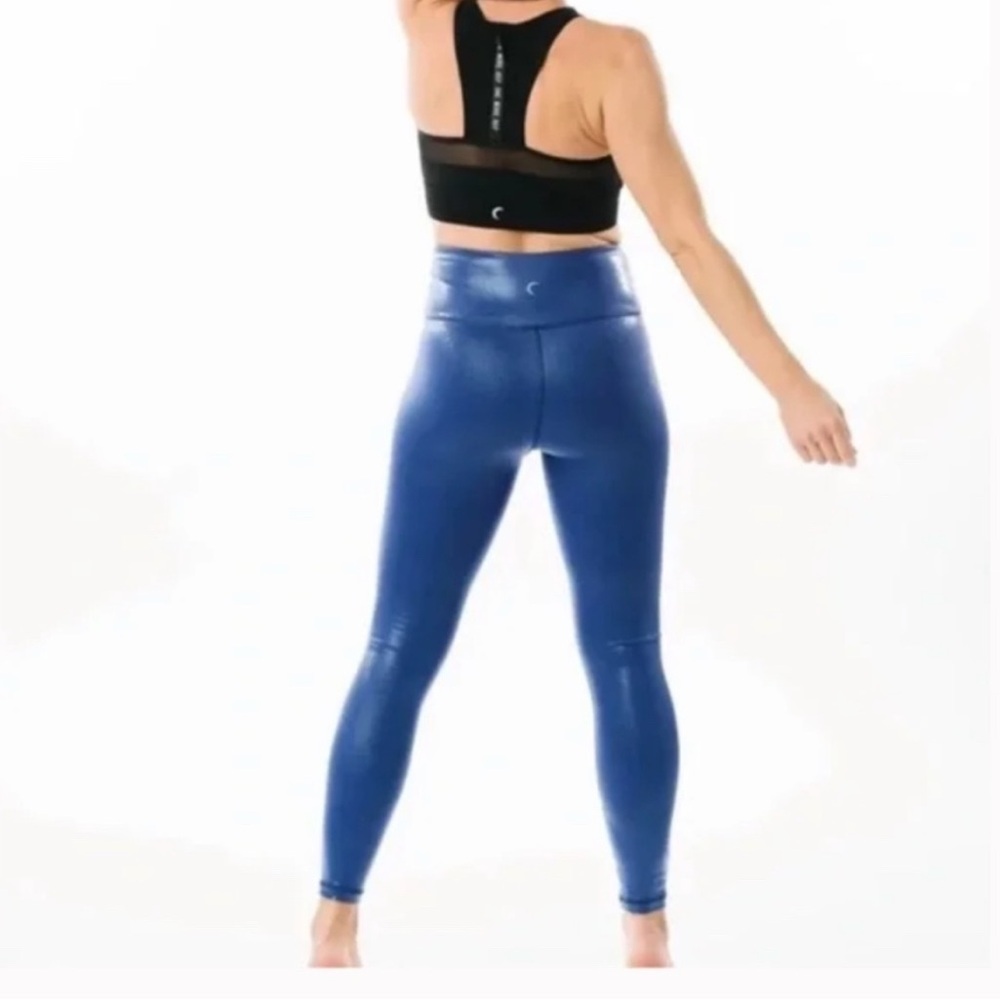 Zyia Blue Metallic Light n Tight Hi-Rise Leggings 7/8 24”
